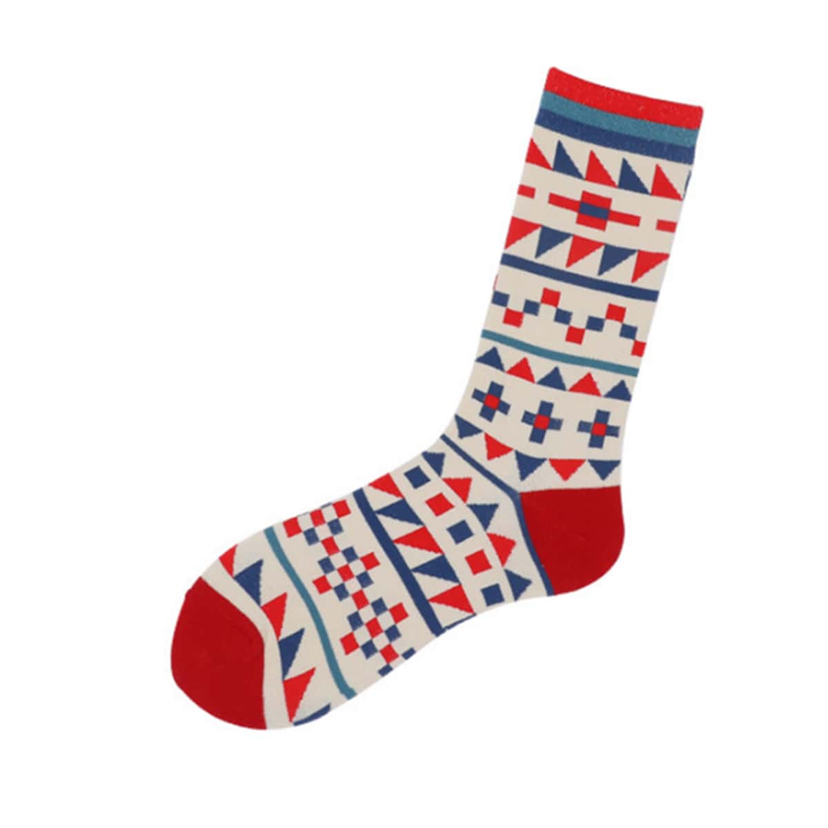 

1pair Geometric Pattern Socks, Multicolor