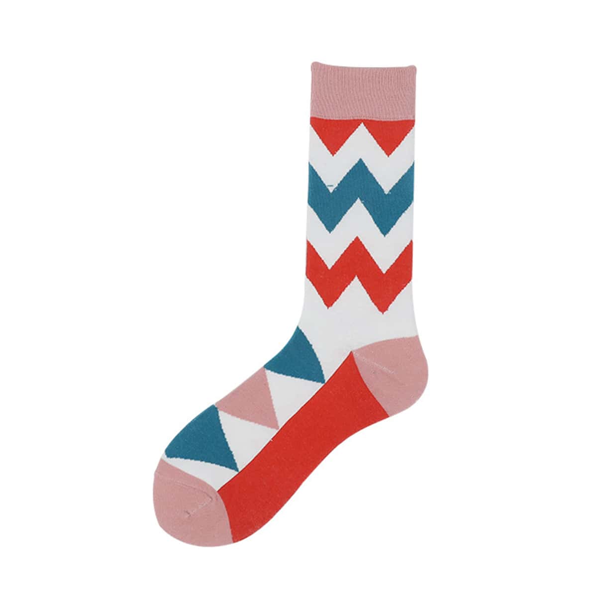 

1pair Geometric Pattern Socks, Multicolor