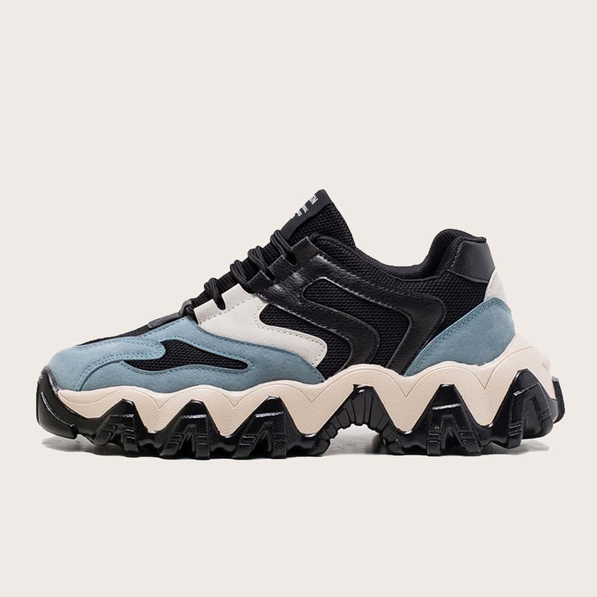 

Guys Lace-up Front Wide Fit Chunky Sneakers, Black