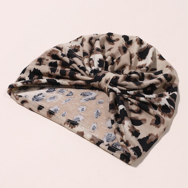 

Leopard Pattern Turban Hat, Multicolor