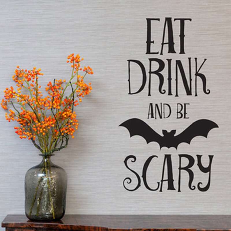

Halloween Slogan Print Wall Sticker, Black