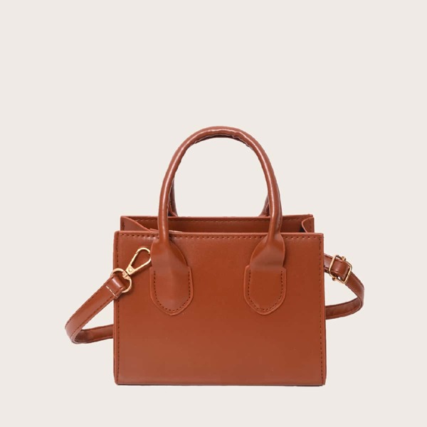 

Double Handle Satchel Bag, Brown