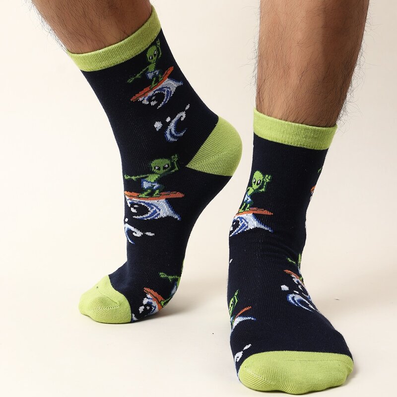 

Guys Alien Pattern Socks, Multicolor