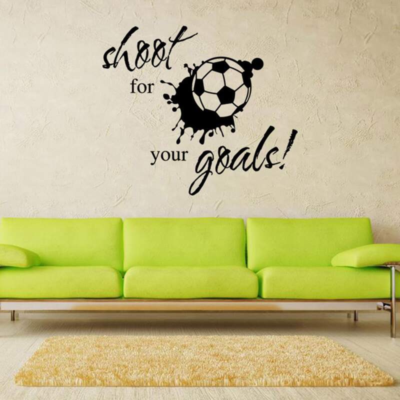 

Football & Slogan Print Wall Sticker, Black