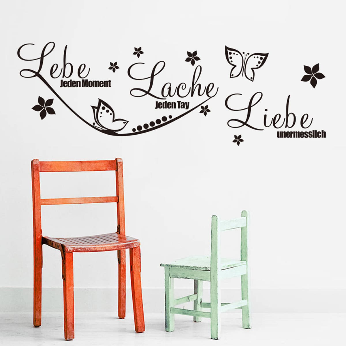 

Butterfly & Letter Graphic Wall Sticker, Black