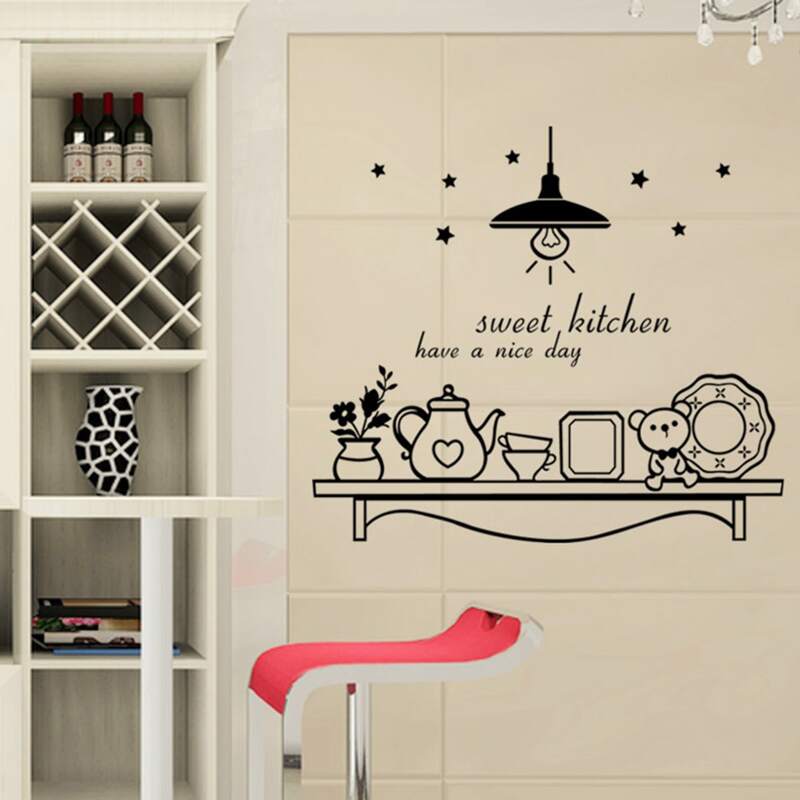 

Cartoon Print Wall Sticker, Black
