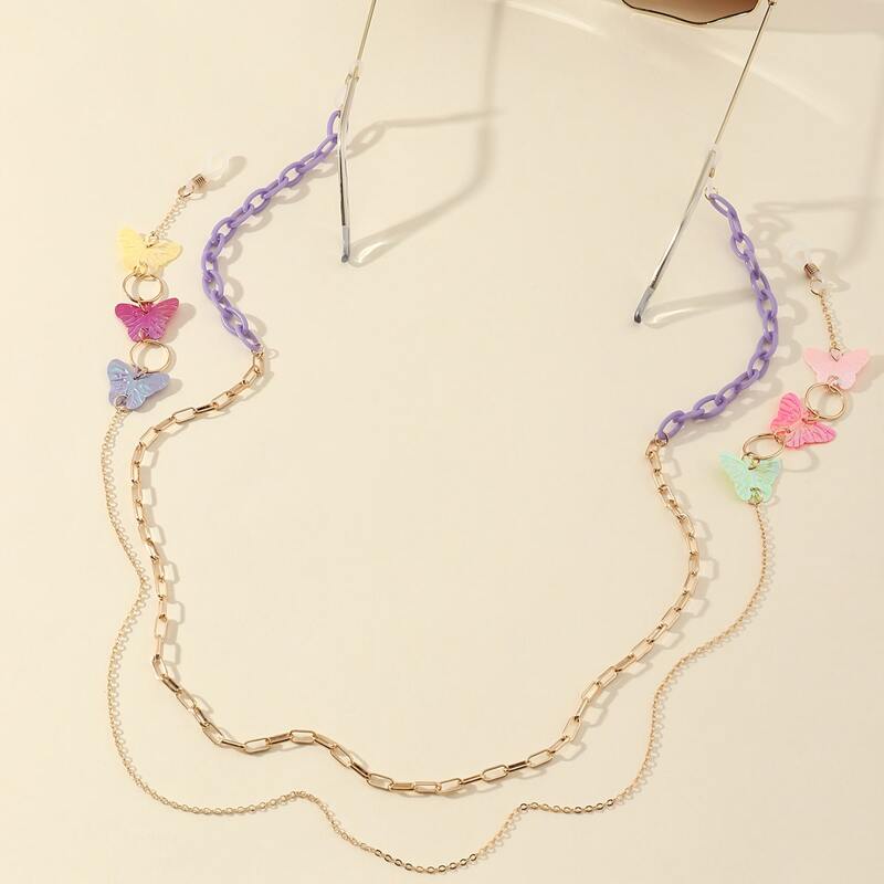 

2pcs Butterfly Glasses Chain, Multicolor