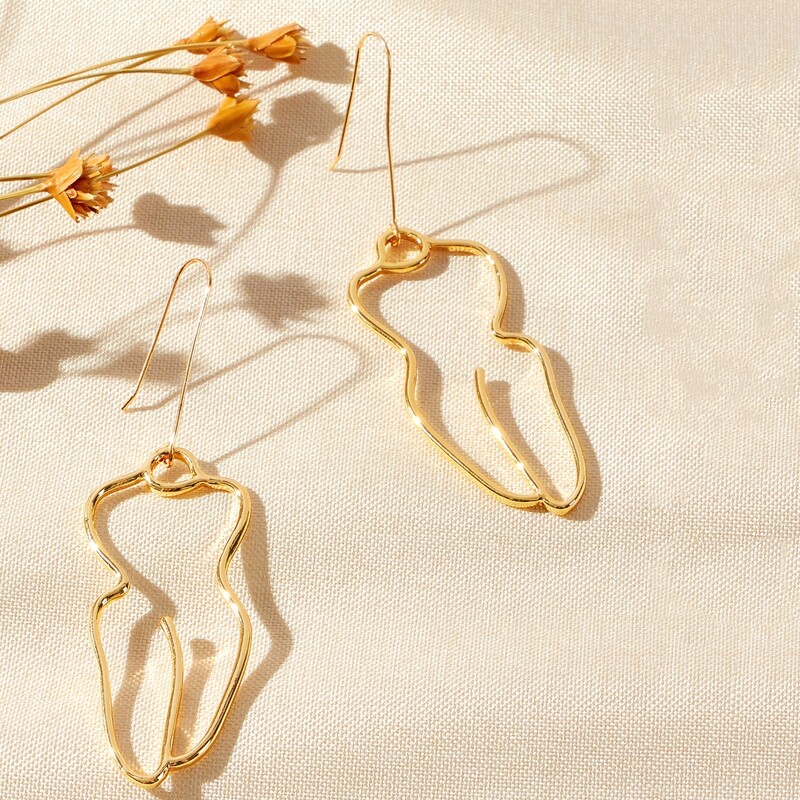 

Geo Drop Earrings, Gold