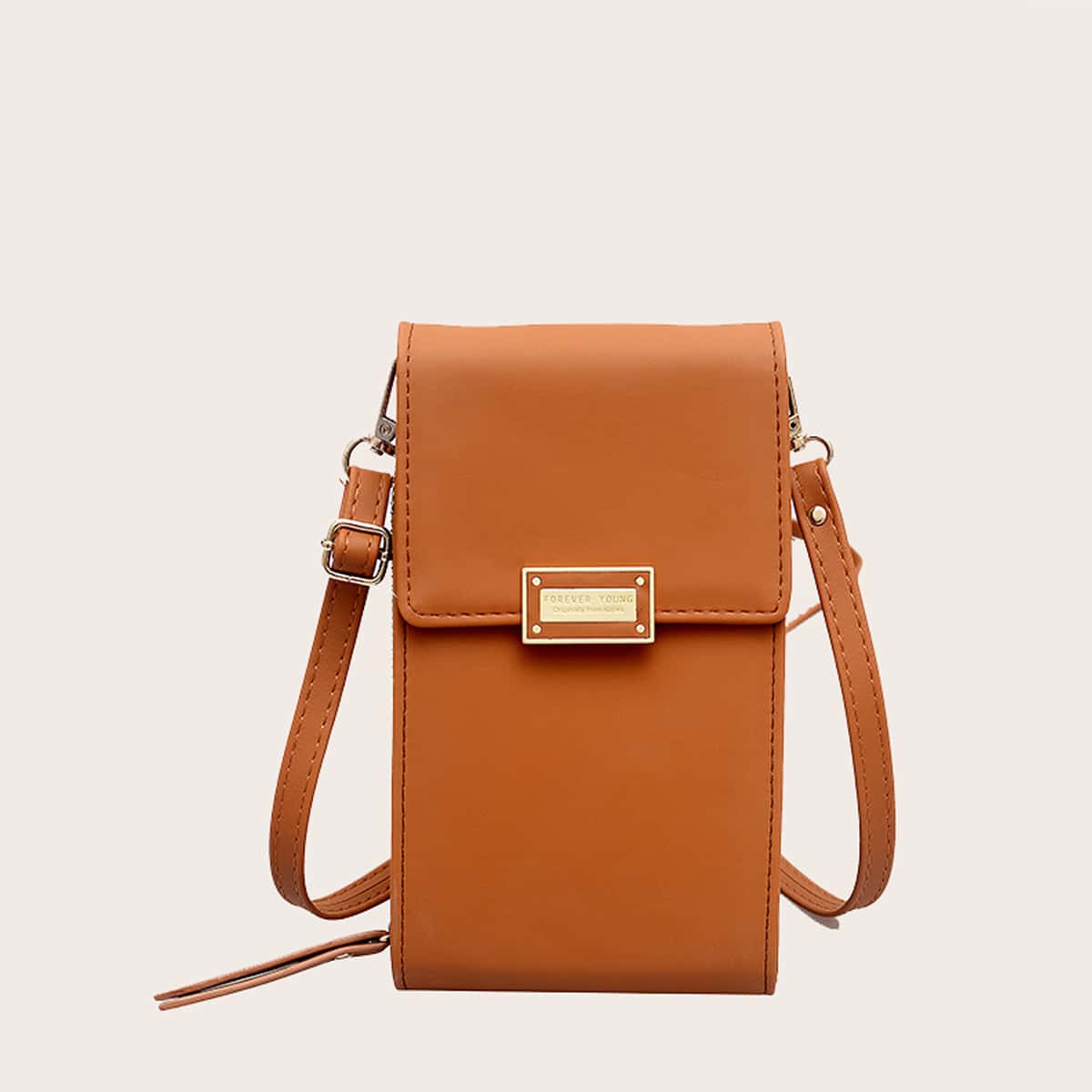 

Solid Crossbody Phone Bag, Brown