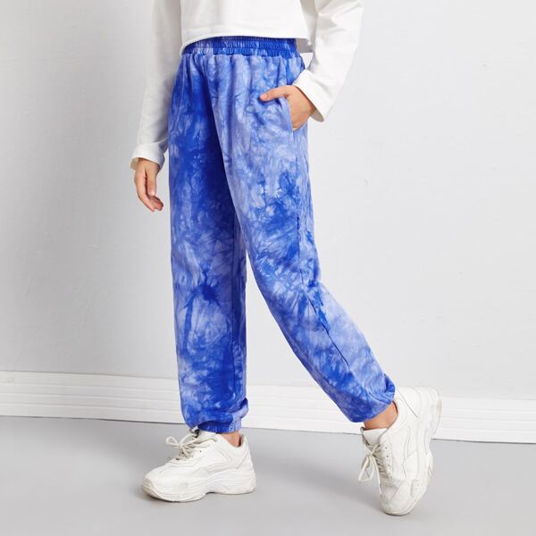 

Girls Slant Pocket Tie Dye Sweatpants, Blue