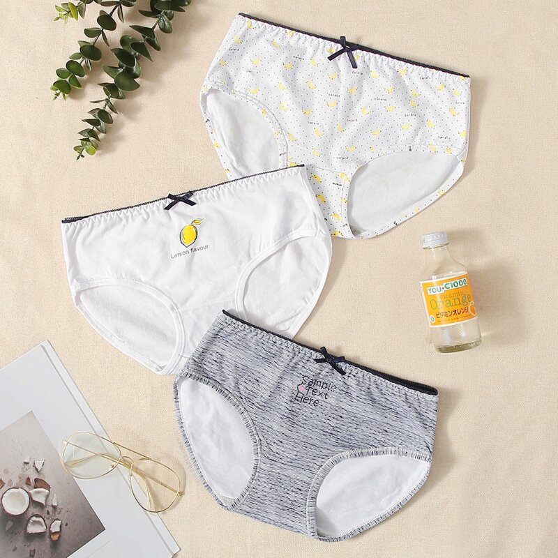 

3pack Fruit & Letter Graphic Panty Set, Multicolor