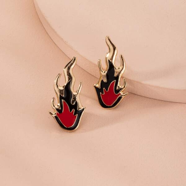 

Flame Design Stud Earrings, Multicolor