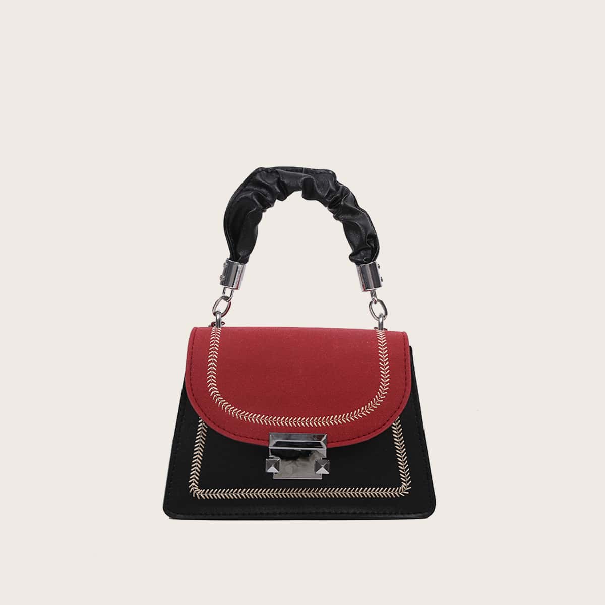 

Colorblock Chain Satchel Bag, Multicolor