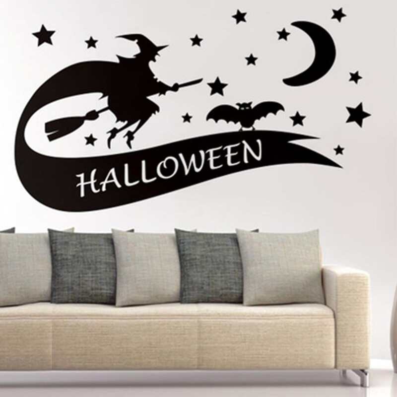 

Halloween Witch Print Wall Sticker, Black