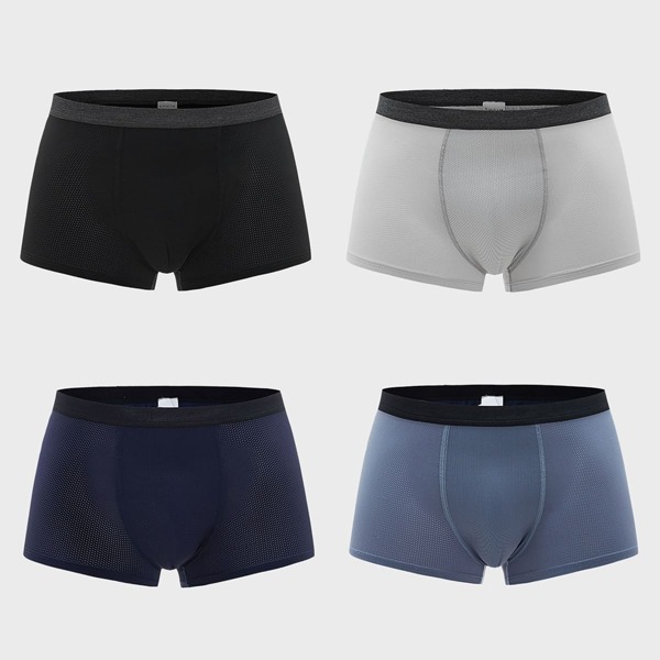 

Men 4pcs Contrast Panel Boxer Brief, Multicolor