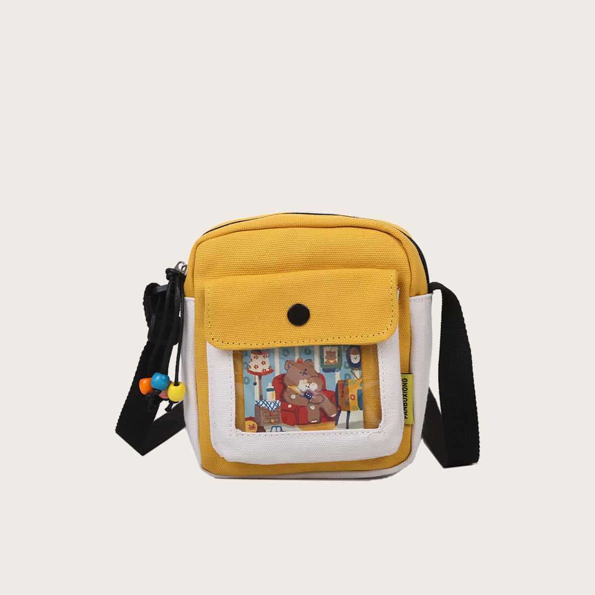 

Cartoon Canvas Crossbody Bag, Multicolor