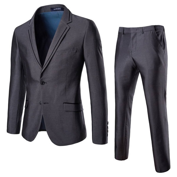 

Men Lapel Neck Blazer With Tailored Pants, Dark grey