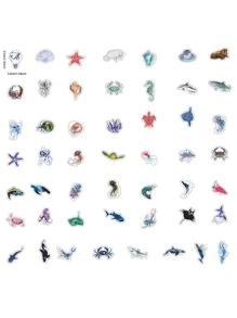 50pcs Marine Life Print Sticker Back To School - Multicolor - View 4