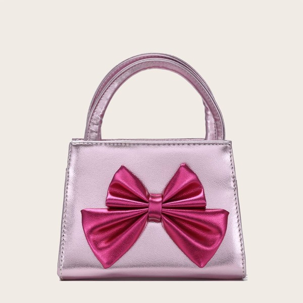 

Girls Bow Decor Satchel Bag, Pink