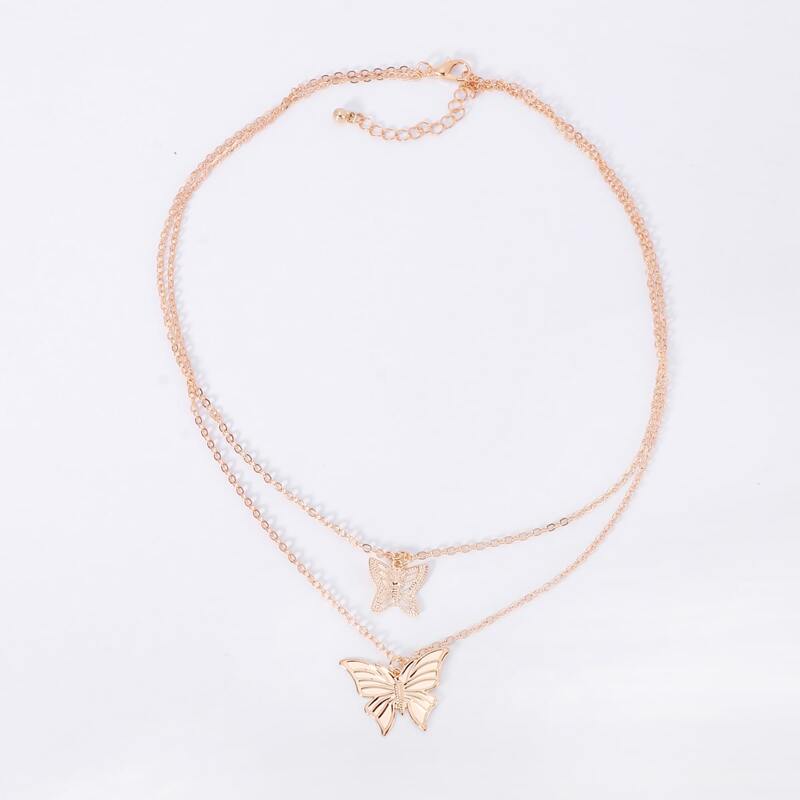 

Butterfly Decor Layered Chain Necklace, Gold