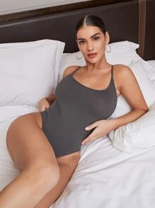SHEIN BAE Body de tirantes tejido de canalé de espalda abierta