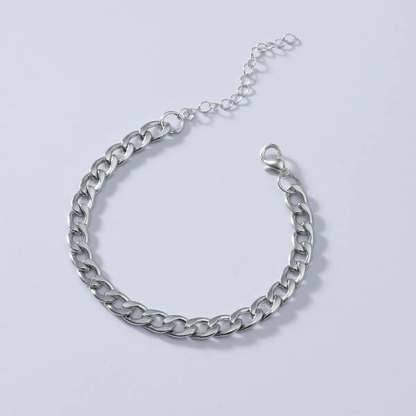 

Men Simple Chain Bracelet, Silver