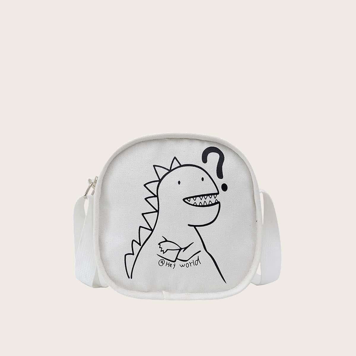 

Cartoon Dinosaur Crossbody Bag, White