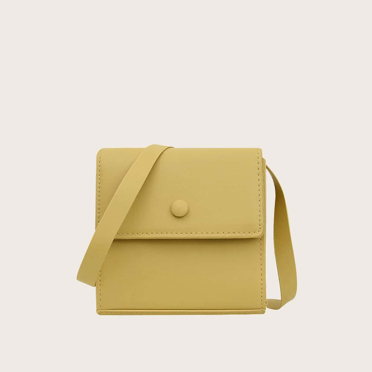 

Solid Flap Crossbody Bag, Mustard yellow