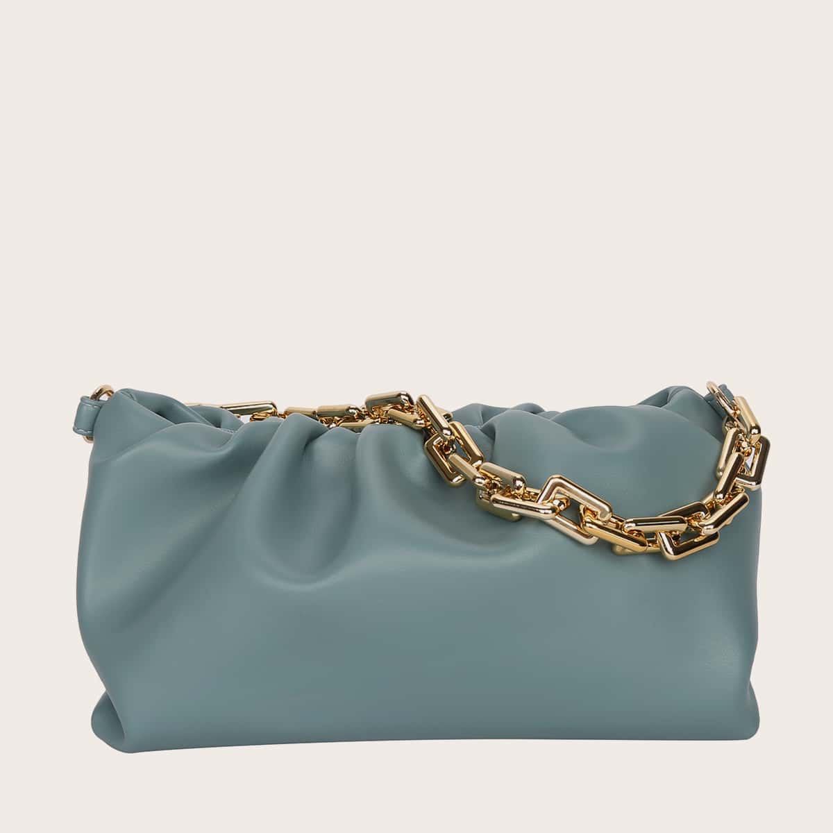 

Chain Ruched Bag, Green