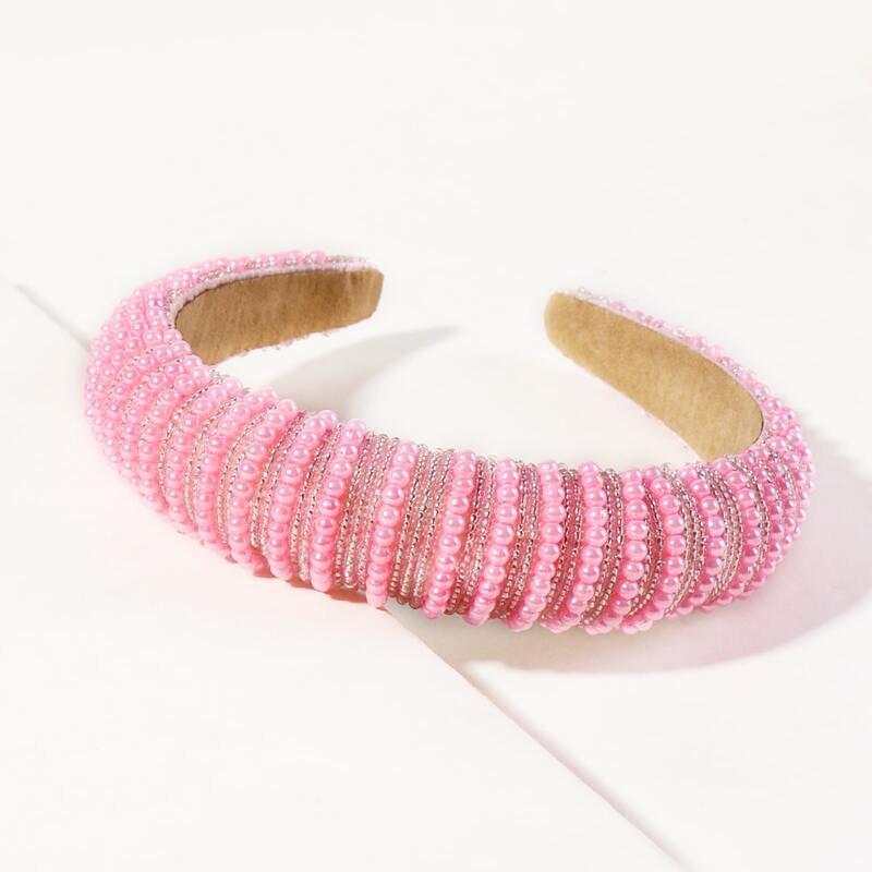 

Faux Pearl Beaded Hair Hoop, Pink