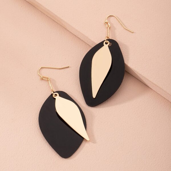 

Two Tone Leaf Drop Earrings, Multicolor
