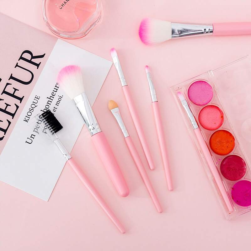 

5pcs Duo-fiber Makeup Brush Set, Pink