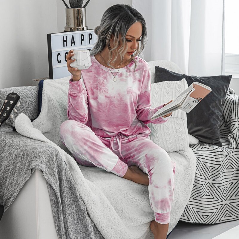 

Tie Dye Drop Shoulder Tee & Sweatpants, Dusty pink