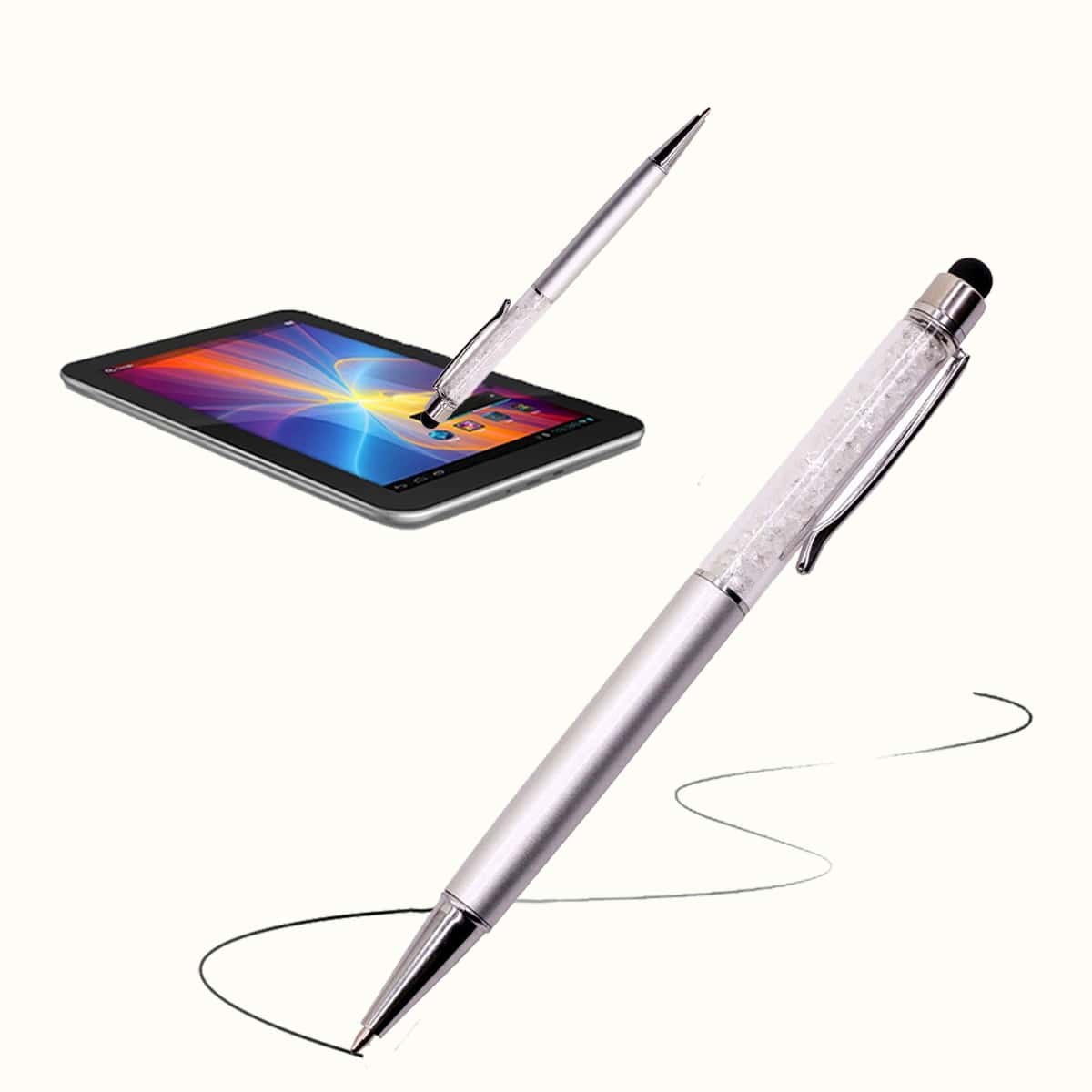 

1pc Multifunctional 2 In 1 Ballpoint Pen & Stylus Pen, Silver