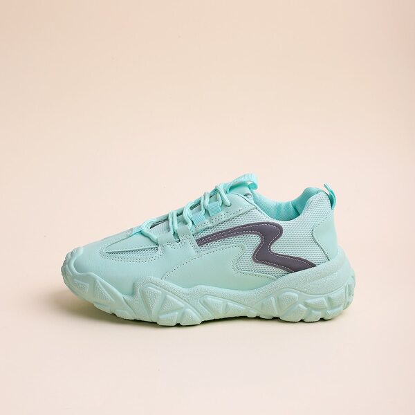 

Lace-up Front Mesh Panel Chunky Sneakers, Green