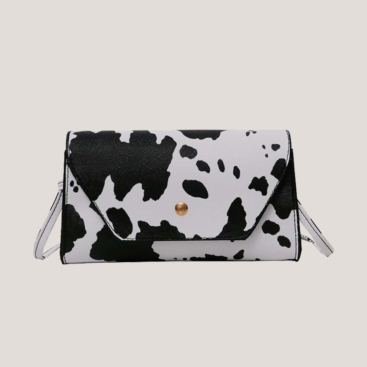 

Cow Print Crossbody Bag, Black and white