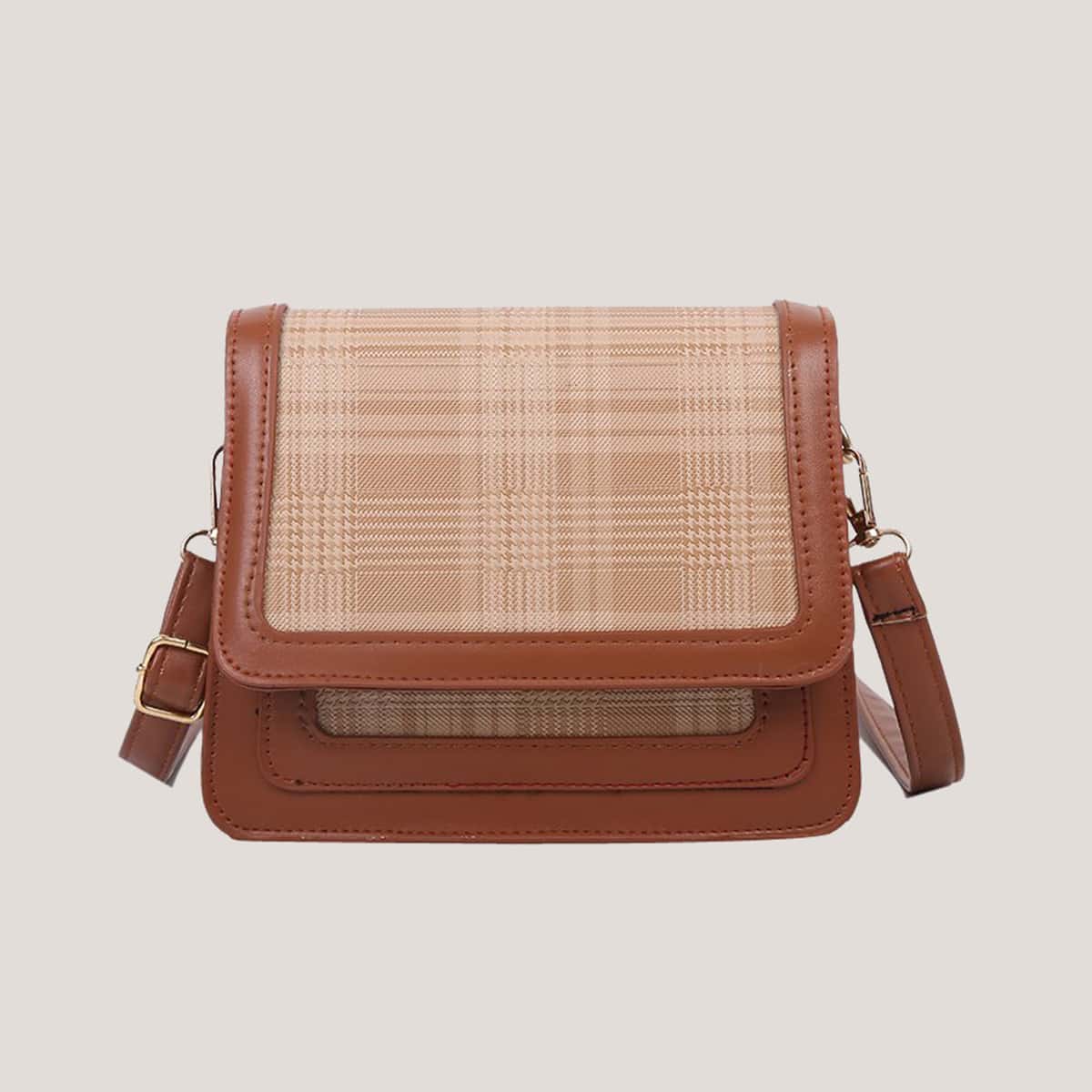 

Houndstooth Flap Crossbody Bag, Multicolor