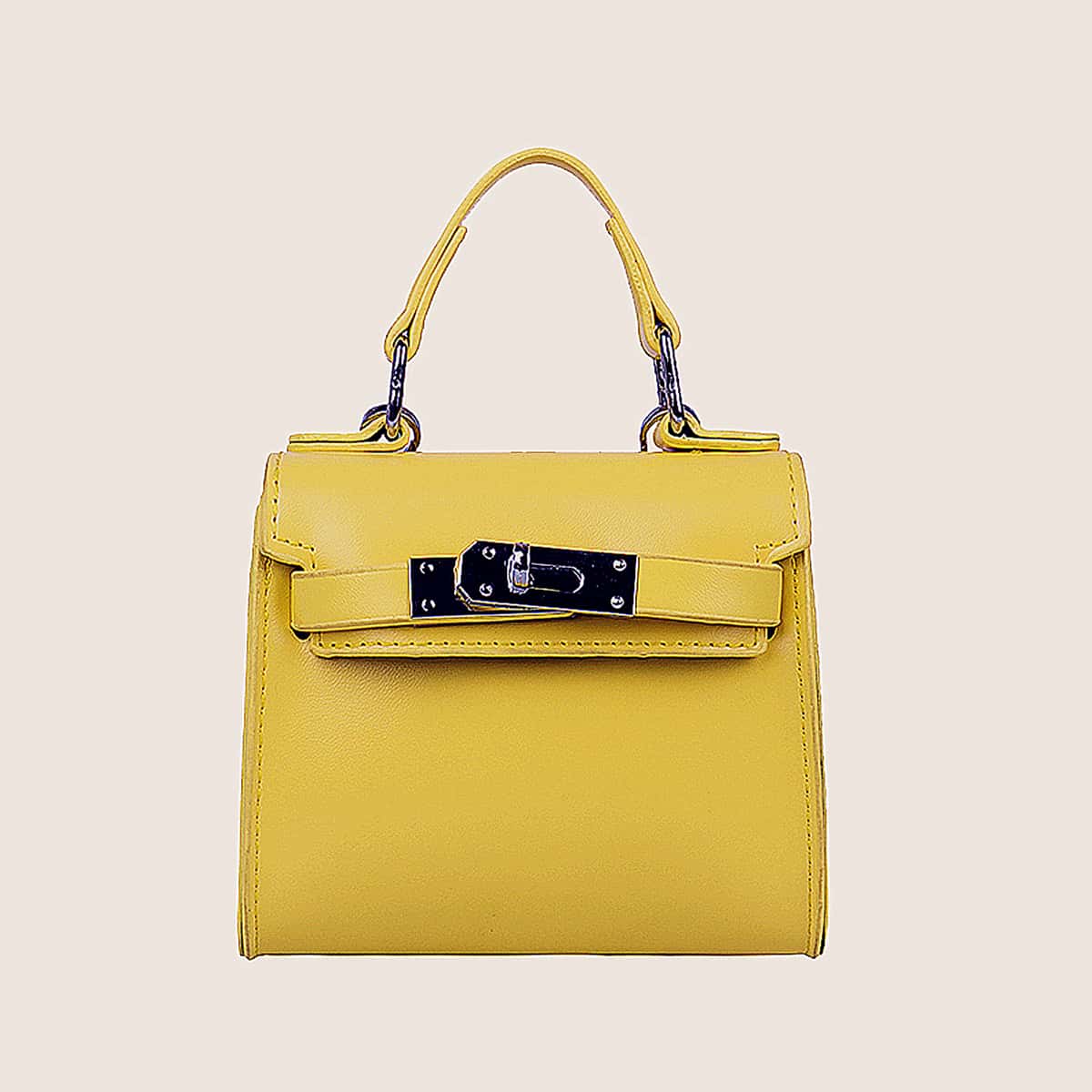 

Solid Mini Satchel Bag, Yellow