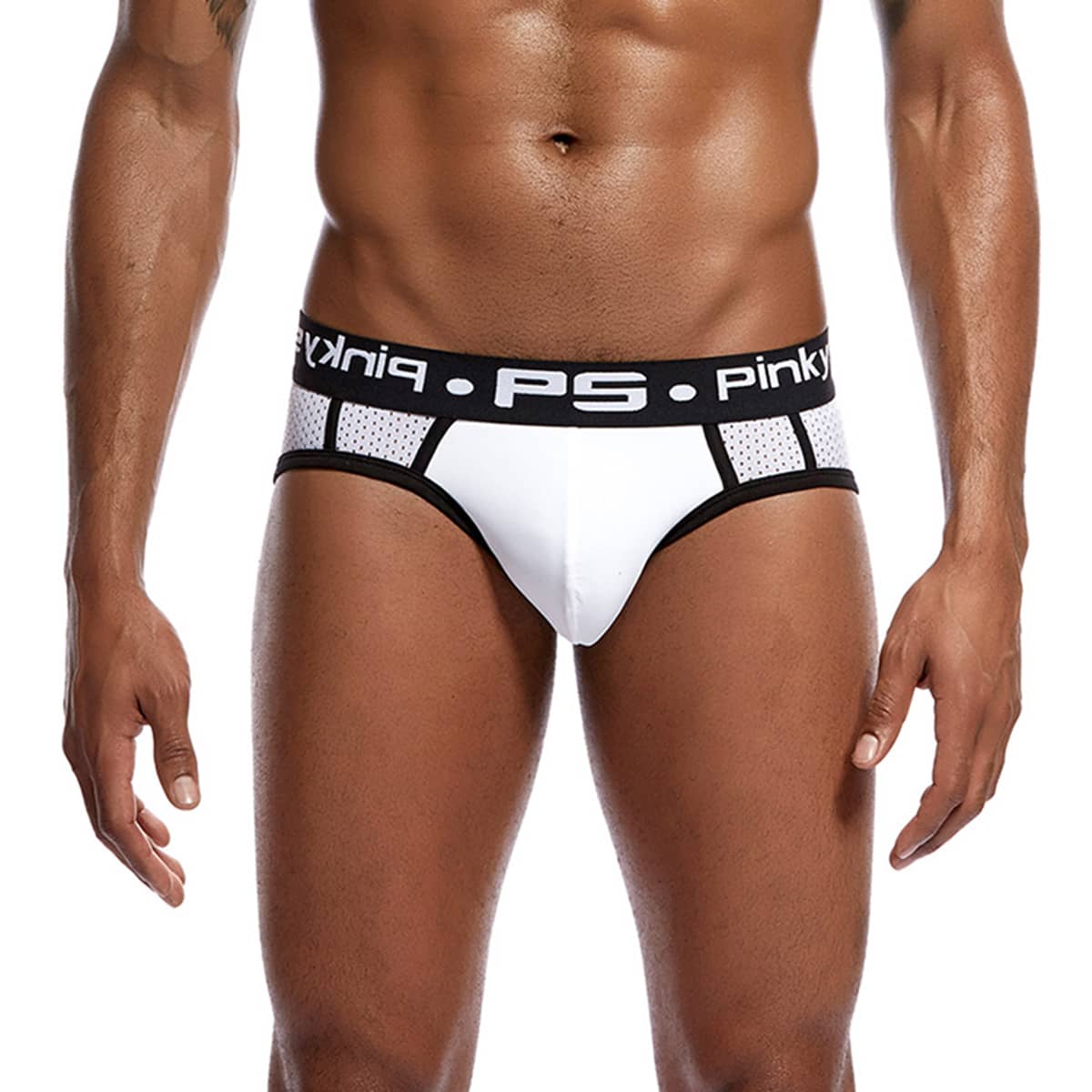 

Guys Letter Graphic Contrast Binding Brief, White