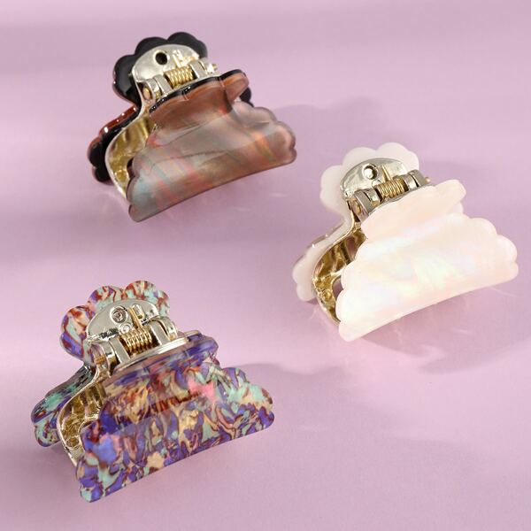 

3pcs Acrylic Hair Claw, Multicolor