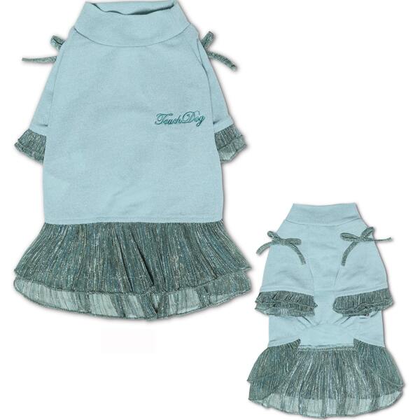 

1pc Dog Ruffle Hem Dress, Green