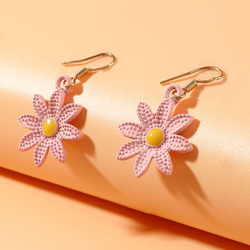 

Floral Drop Earrings, Pink