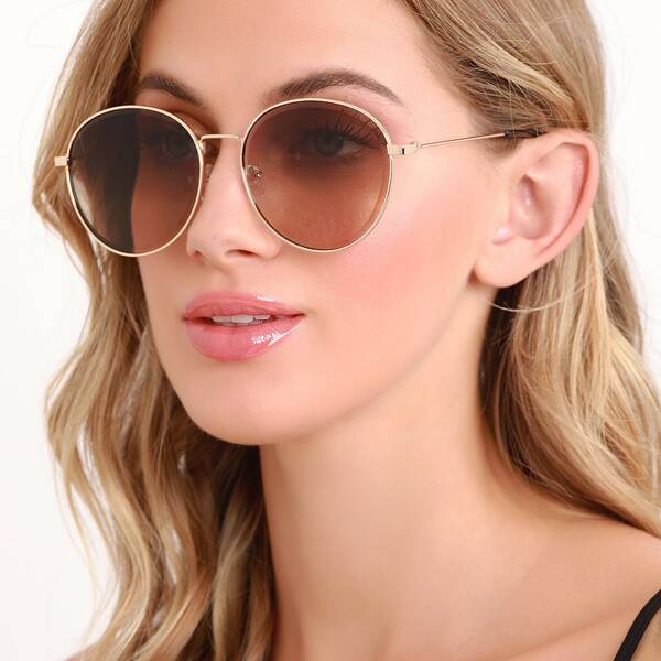 

Tinted Oversized Round Sunglasses, Brown