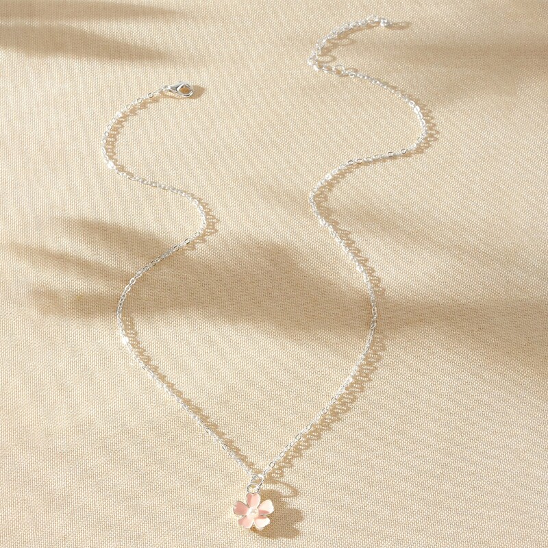 

Floral Pendant Necklace, Silver
