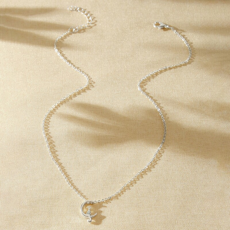 

Moon Cat Pendant Necklace, Silver