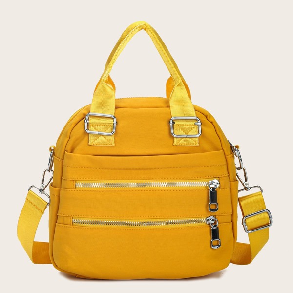 

Dual Zipper Front Backpack, Yellow
