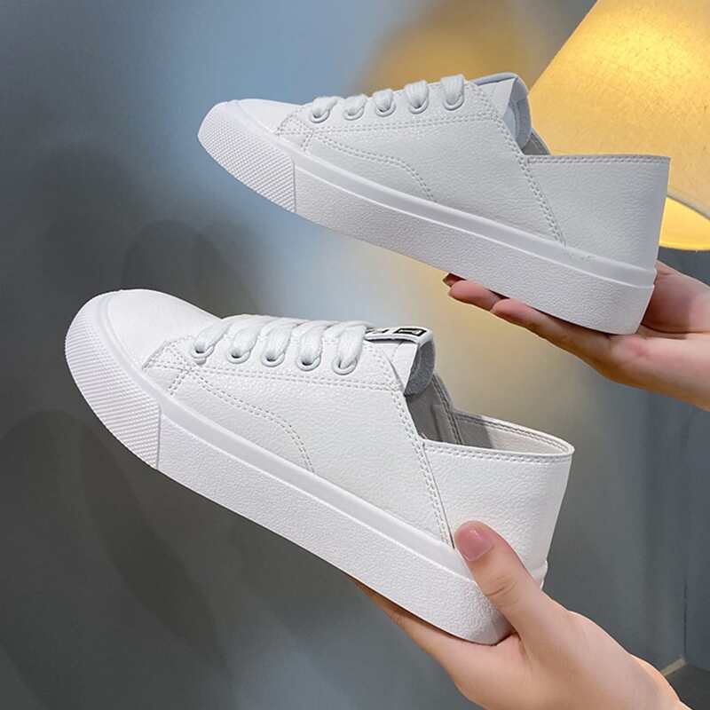 

Solid Lace-up Skate Shoes, White