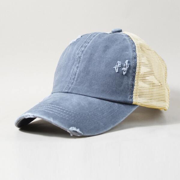 

Ripped Hollow Out Baseball Cap, Blue