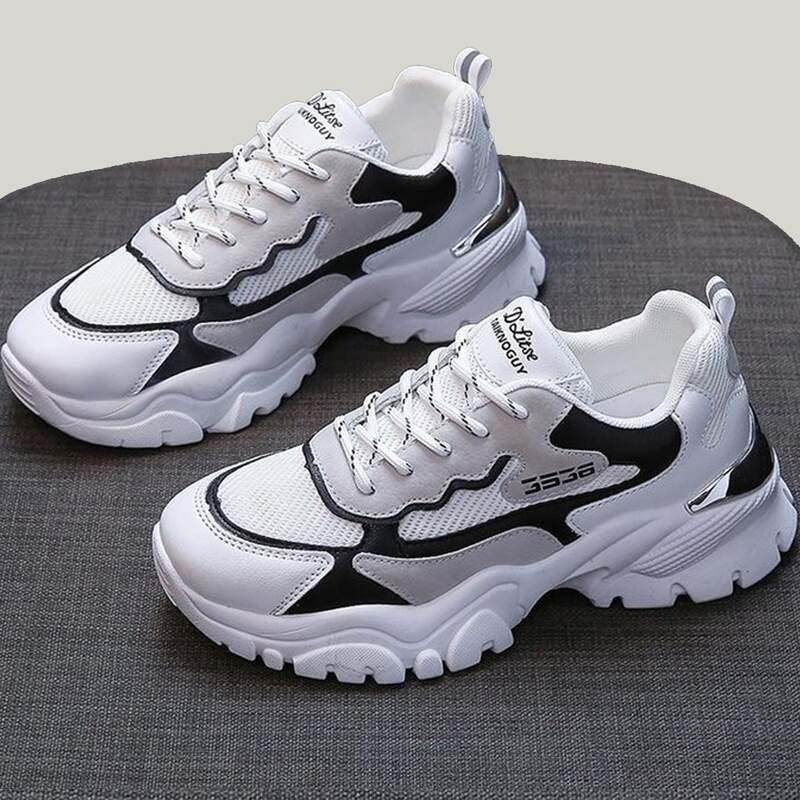 

Colorblock Lace-up Chunky Sneakers, White