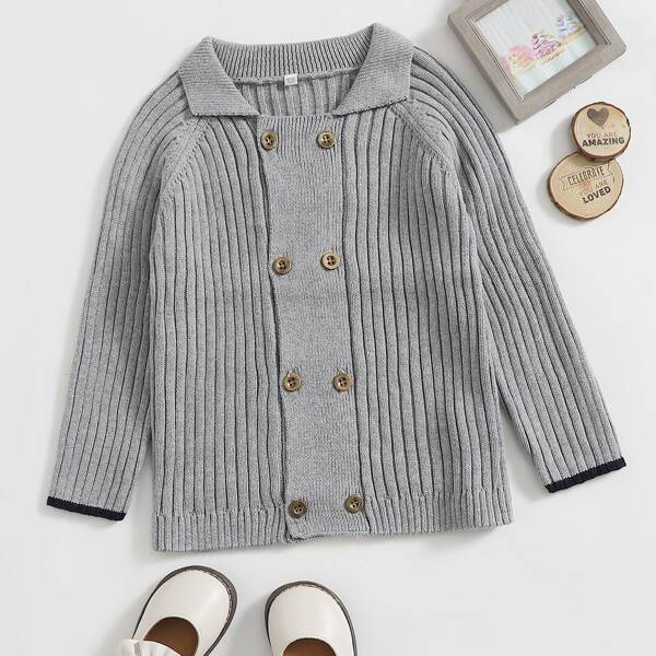 

Toddler Girls Double Breasted Raglan Sleeve Cardigan, Grey